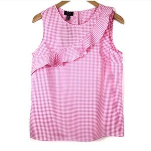 NWT Jones New York Gingham Ruffle Sleeveless Top M